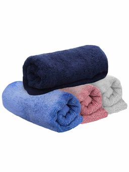 Heelium - Bamboo Hand Towel Absorbent & Odour Free 4 Pcs - Light Grey, Blue, Iris, Peach (M)