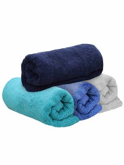 Heelium - Bamboo Hand Towel Absorbent & Odour Free 4 Pcs - Light Grey, Blue, Teal, Iris (M)