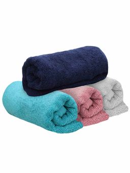 Heelium - Bamboo Hand Towel Absorbent & Odour Free 4 Pcs - Light Grey, Blue, Teal, Peach (M)