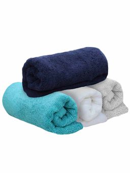 Heelium - Bamboo Hand Towel Absorbent & Odour Free 4 Pcs - Light Grey, Blue, Teal, White (M)