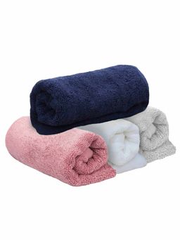Heelium - Bamboo Hand Towel Absorbent & Odour Free 4 Pcs - Light Grey, Blue, White, Peach (M)