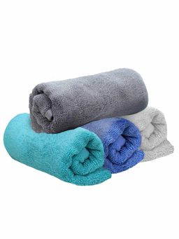 Heelium - Bamboo Hand Towel Absorbent & Odour Free 4 Pcs - Light Grey, Grey, Teal, Iris (M)
