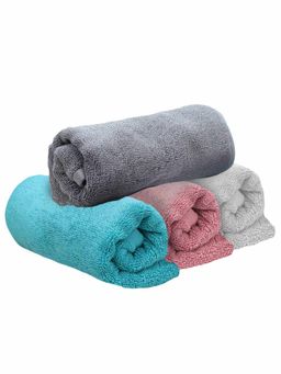 Heelium - Bamboo Hand Towel Absorbent & Odour Free 4 Pcs - Light Grey, Grey, Teal ,Peach (M)