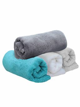 Heelium - Bamboo Hand Towel Absorbent & Odour Free 4 Pcs - Light Grey, Grey, Teal, White (M)