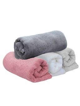 Heelium - Bamboo Hand Towel Absorbent & Odour Free 4 Pcs - Light Grey, Grey, White, Peach (M)