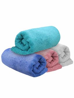 Heelium - Bamboo Hand Towel Absorbent & Odour Free 4 Pcs - Light Grey, Teal, Iris, Peach (M)