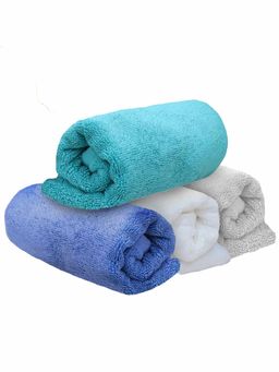 Heelium - Bamboo Hand Towel Absorbent & Odour Free 4 Pcs - Light Grey, Teal, White, Iris (M)