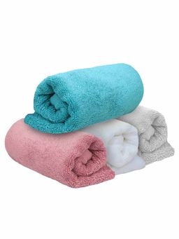 Heelium - Bamboo Hand Towel Absorbent & Odour Free 4 Pcs - Light Grey, Teal, White, Peach (M)