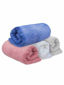 Heelium - Bamboo Hand Towel Absorbent & Odour Free 4 Pcs - Light Grey, White, Iris, Peach (M)