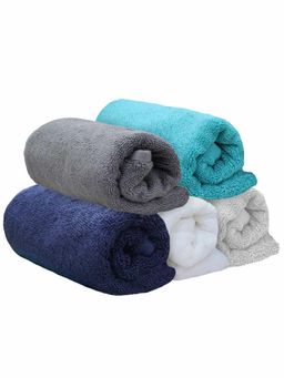 Heelium - Bamboo Hand Towel Absorbent & Odour Free 5 Pcs - Light Grey, Blue, Grey, Teal, White (M)