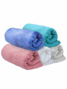 Heelium - Bamboo Hand Towel Soft Absorbent Odour Free 5 Pcs - Light Grey Teal White Iris Peach (M)