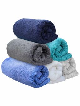 Heelium - Bamboo Hand Towel Odour Free 6 Pcs - Light Grey, Blue, Grey, Teal, White, Iris (M)