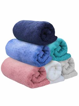 Heelium - Bamboo Hand Towel Odour Free 6 Pcs - Teal, White, Iris, Peach, Light Grey, Blue (M)