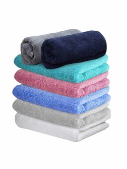 Heelium - Bamboo Hand Towel Odour Free 7 Pcs - Light Grey, Blue, Grey, Teal, White, Iris, Peach (M)