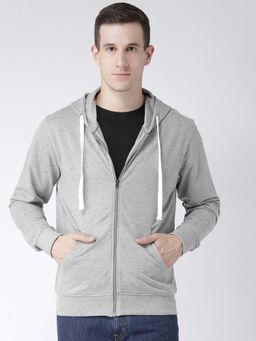 Club York - Men Grey Solid Hooded Sweatshirt