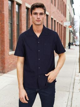 Lee - Men Self Design Blue Comfort Fit Shirt