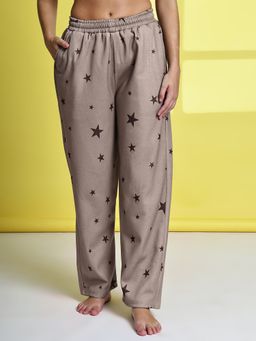 TAG 7 - Brown Star Print Fleece Winter Lounge Pant