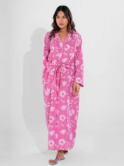 FEATHERS CLOSET - Pink Grace Pure Cotton Collar Robe