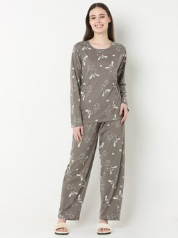 Smarty Pants - Womens Snoopy Print Chocolate T-Shirt with Pajama