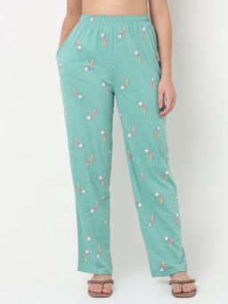 Smarty Pants - Womens Sea Green Color Star Print Lounge Wear Pajama.