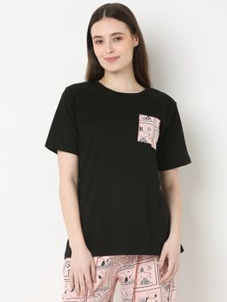Smarty Pants - Womens Black Color Round Neck T-Shirt