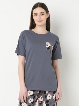 Smarty Pants - Womens Grey Color Round Neck T-Shirt