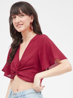 Kibo - Red Polyester Crop Top