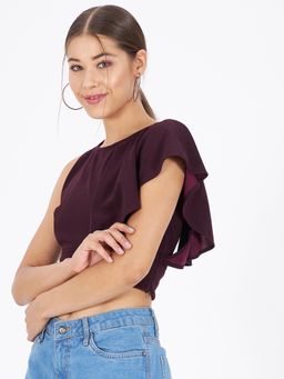 Kibo - Maroon Polyester Crop Top