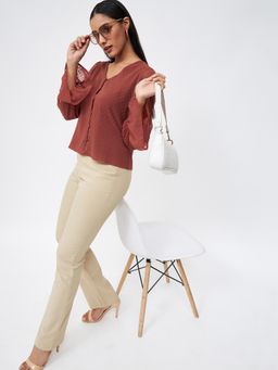 Kibo - Brown Polyester Top