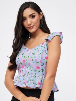 Kibo - Blue Polyester Crop Top
