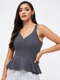 Kibo - Grey Polyester Crop Top