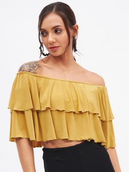 Kibo - Mustard Polyester Top For Women