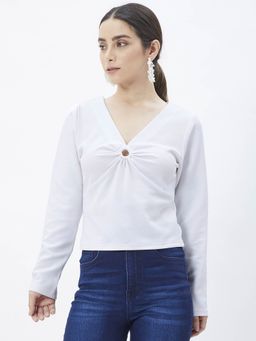 Kibo - Women White Polyester Long Sleeves Solid Top