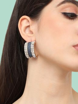 Sohi - Gold Plated Designer Stone Party Hoop Earring For Women