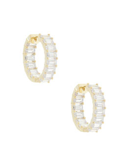 By Adina Eden - Baguette Hoop Women's Crystal Infinity Closure Hoop Earrings Gold