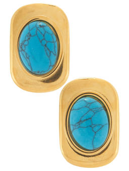 Casa Clara - Skylark Women's Gold-Tone Turquoise Stone Stud Earrings Turquoise