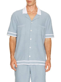 CHE - Armando Knitted Women's Terry Cotton Sleep Shirt Blue