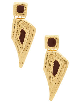 Deme by Gabriella - Amy Women's Sculptural Red Stone Drop Earrings Gold