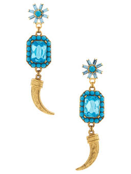 Elizabeth Cole - Women's Gold-Tone Crystal Beaded Drop Earrings Blue