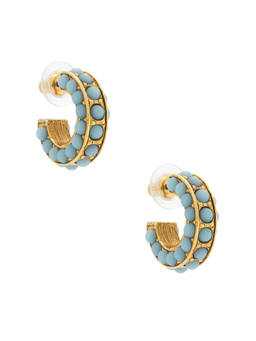Elizabeth Cole - Women's Gold-Tone Beaded Hoop Earrings Light Blue