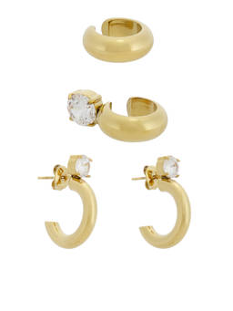Epifene - Mini Hoop & Earcuff Women's Lightweight Metal Hoops Gold