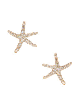 Ettika - Pave Women's Crystal Starfish Stud Earrings Gold