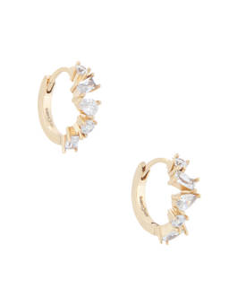 Lili Claspe - Mavis Women's Crystal Huggie Hoop Earrings Gold