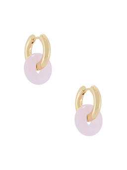 Luv AJ - Rio Washer Women's Pink Stone Detail Hoop Earrings Gold