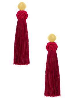 petit moments - Women's Knot Tassel Drops & Danglers Earrings Gold & Red