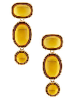 petit moments - Women's Gold-Tone Gemstone Drop Earrings Gold
