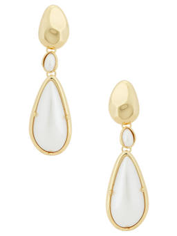 petit moments - Women's Faux Pearl Drop Earrings Gold