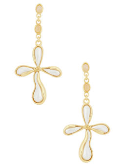 petit moments - Amulet Women's Faux Pearl Drop Earrings Gold