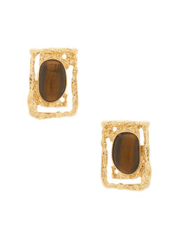petit moments - Coastal Gem Women's Textured Faux Stone Stud Earrings Gold