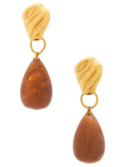 petit moments - Women's Gold-Tone Faux Stone Drop Earrings Gold